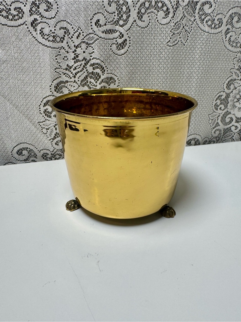 Vintage Hampton Brass Footed Planter Claw Feet, Cache Pot. Made in India, 5”